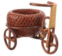 OUNONA Cesta Tejida en Forma de Triciclo, Canasta de Dulces de Bambú, Cesta Decorativa Marrón, Ligera, para Adornos y Dulces, para Dormitorio y Decoración del Hogar