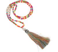 OUNONA Collar Bohemio de Cuentas para Mujer Estilo Boho Hecho a Mano Borlas y Colgante Colorido Cadena Larga para Suéter Playa y Festivales Otoño Invierno