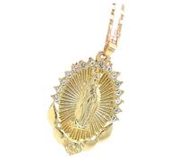 OUNONA Collar Colgante de Nuestra Señora de Guadalupe para Mujer Collar Religioso de Metal Dorado Colgante Detallado Joyería Elegante para Uso Diario y Ocasión Especial