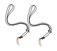 OUNONA Collar De Dientes Simulado Vintage Acrílico, Colgante Retro Unisex Para Uso Diario y Fiestas, Diseño De Diente Falso Color Concha, Pack De 2 Piezas, Accesorios Simbólicos De Valentía y Estilo