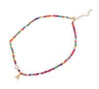 OUNONA Collar Inoxidable con Colgante de Letras y Cuentas Coloridas para Mujeres Joyería Elegante y Ligera para Eventos y