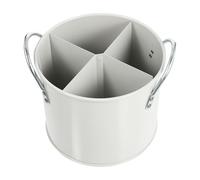 OUNONA Cubo de Almacenamiento de Hierro para Utensilios de Cocina Blanco 4 Compartimentos Ventilados, Tarro Multifunción para Palillos, Cucharas y Cubiertos, Organizador Práctico