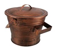 OUNONA Cubo de Madera Cenizas Metálico para Asa Chimenea Tapa con de en Diseño Multipropósito de Hierro Resistente para Limpieza y Almacenamiento Acogedoras al Noches Junto Fuego