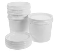 OUNONA Cubo de Pintura Vacío de Plástico de Calidad Alimentaria, Portátil y Multifuncional con Tapa, Capacidad de 1 Litro, Paquete de 4 Unidades Blanco