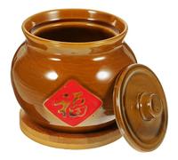 OUNONA Cuenco de Cerámica para Guisar Tapa y Estera de Bambú | Estilo Retro, para Sopa y Nidos de Ave, Fácil de Guardar, Uso en Cocina y Mesa
