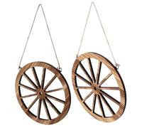 OUNONA Decoración de Pared Ruedas de Madera Vintage 2piezas para Hogar u Oficina, Fácil de Colgar, Estilo Rústico y Versátil para Sala o Bar