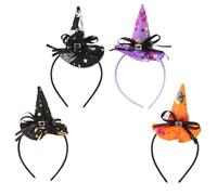 OUNONA Diadema de Halloween 4 Sombreros de Bruja Decorativos Accesorios para Fotos Tocados para Mujer Fiestas y Disfraces Diseño Divertido y Material Seguro y Duradero