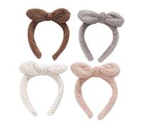 OUNONA Diadema De Orejas De Peluche 4 Piezas Tamaño Único Suave y Cómoda Para Niñas y Adultas Uso Diario y Maquillaje