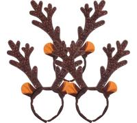 OUNONA Diadema Navideña Astas de Reno Café sin Luz 3 Piezas Accesorio para Fiestas de Navidad Decoración Cabello Cómoda y Divertida