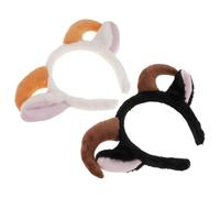 OUNONA Diadema Orejas de Cordero y Cuernos de Carnero de Felpa Suave Diadema Cosplay Ajustable y Negro Accesorio Ligero para Fiestas Temáticas y Disfraz Animal 2 Piezas