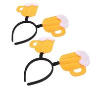 OUNONA Diadema para Fiesta de Cerveza Forma de Jarra en Color Amarillo, Ligera y Cómoda, 2 Piezas para Celebrar Cumpleaños y Eventos Festivos