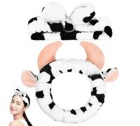 OUNONA Diadema para Lavarse la Cara Estampado de Vaca, 2 Unidades, Banda Elástica Suave para Spa y Cuidado Piel, Accesorio Práctico para Skincare Mujer y Limpieza Facial