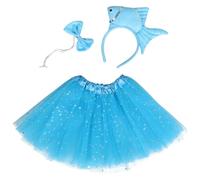 OUNONA Disfraz de pez para niños con diadema y falda, disfraz de animales marinos de felpa suave para fiestas de Halloween y juegos de rol, cómodo disfraz de animales océanos para niños y niñas