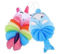 OUNONA Esponja de baño para niños con dibujos animados, 2 unidades, esponja de ducha suave para una limpieza suave de la piel y exfoliante corporal 20 x 10 x 6 cm