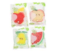 OUNONA Esponjas De Baño Infantiles De Frutas 4 Piezas, Esponjas De Pu Suaves Pequeñas, Exfoliantes Aroma, Para Ducha y Baño De Niños, Diseño Colorido y Seguro