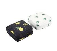 OUNONA Estuche para Compresas Higiénicas 2 Piezas Bolsa de Almacenamiento para Toallas Sanitarias Beige Cactus y Negro Limón Neceser Portátil Compartimento Interior para Uso Diario