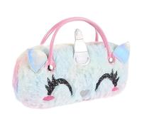 OUNONA Estuche para Gafas Unicornio De Felpa Suave, Portátil y Plegable, con Asa Resistente, Adecuado para Niñas y Uso Diario, Diseño Colorido y Antichoque