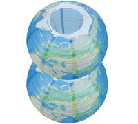 OUNONA Faroles de Papel Diseño de Mapa del Mundo, Colgantes Decorativos Portátiles para Fiestas y Hogar, Paquete de 2 Piezas Forma de Globo Terráqueo