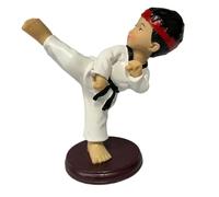 OUNONA Figura Niño Taekwondo de Resina Pequeña, Decoración Artesanal, Miniatura Ligera, Adecuado para Estantes y Mesas, Obsequio para Aficionados al Taekwondo, Decoración Interior