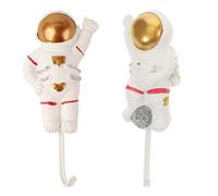 OUNONA Ganchos Adhesivos para Pared Astronauta 2 Piezas, Colgadores Resistentes para Llaves y Abrigos, Soporte sin Taladro para Cocina y Entrada, Diseño Divertido y Decorativo