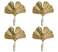 OUNONA Ganchos de Metal Dorados para Pared, 4 Piezas, Diseño Hoja de Ginkgo, Gancho Decorativo para Llaves, Abrigos y Sombreros, Organizador Práctico para Entrada y Hogar