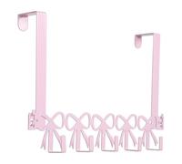 OUNONA Ganchos para Toallas y Ropa sobre Puerta 5 Ganchos Metálicos, Perchero Colgante Rosa Lazo Decorativo, Organizador para Baño y Dormitorio, Adecuado para Optimizar Espacio