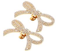 OUNONA Hebillas Decorativas para Zapatos de Boda y Fiesta Lazo de Aleación y Piedras de Imitación Doradas, Diseño Delicado, para Tacones Altos y Sandalias