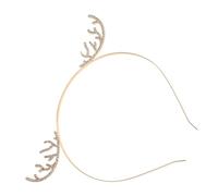 OUNONA Holiday Crown Alloy Reindeer Antler Headband Festive Hair Hoop With Rhinestone Snowflake For Adult Christmas Halloween Party Accessory
