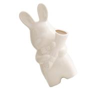 OUNONA Jarrón de Cerámica Forma de Conejo Blanco Maceta Pequeña para Hidroponía Florero de Escritorio Compacto para Decoración de Sala y Oficina Adecuado para Flores Secas y Plantas