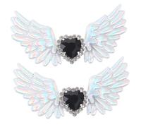 OUNONA Joyas para Zapatos Goticos Alas de Ángel y Brillantes, Clip para Zapatos Mujer, Hebillas Decorativas Plateadas, Accesorio para Botas Estilo Lolita, Adorno Elegante para Uso Diario