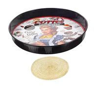 OUNONA Juego de Bandejas Decorativas para Frutas Mantel Individual Redondo Almacenamiento Metálico Diseño Elegante para Cocina Servir Snacks y Frutas Set de 3 Piezas