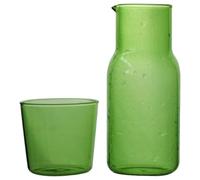 OUNONA Juego de Jarra de Vidrio Verde de 500ml para Agua Vaso, Práctico y Fácil de Limpiar, Adecuado para Uso Hogar o Dormitorio