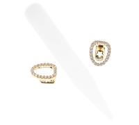 OUNONA Juego de Parrillas Dentales Doradas de Hip Hop Tapas de Joyería para Dientes Ajustables Accesorios de Cobre Brillantes para Hombres y Mujeres Uso Fiestas y Eventos de Rapero 1