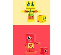 OUNONA Juguetes Robot de Madera Robot de Juguete Robot Rompecabezas de Juguete Robot Jugando Juguete Bambú Yellow