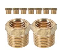 OUNONA Kit de 9 bujes reductores de latón roscados para tuberías, adaptador hidráulico hexagonal de 1/4" NPT macho a 1/8" NPT hembra, accesorio para tuberías de gas.