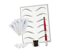 OUNONA Kit Manual Para Cejas Rojo, Lápiz, Pigmentos y Anillos Para Dedos, Para Práctica Profesional, Uso Desechable, Tamaño Estándar, Adecuado Para Maquillaje Permanente y Formación