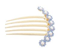 OUNONA Lateral Elegante con Perlas y Cristales de Imitación Peine Nupcial Resistente y Ligero Accesorio para Cabello de Novia Diseño de Cinco Dientes para Fijación