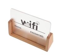 OUNONA Letrero De Contraseña Wifi Independiente 3-12x16 Cm Acrílico y Madera De Haya Aviso Decorativo Para Hogar Oficina Hotel Habitación Base Funcional