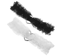 OUNONA Ligas de Encaje Negras y para Mujer 2 Piezas Ajustables Lazo de Muslo Elástico para Novia y Fiesta Accesorio de Cosplay y Despedida de Soltera