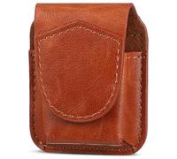 OUNONA Lighter Protective Sleeve Portable Brown Leather Case Holder for Male Friends Outdoor Use with Magnetic Buckle
