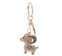 OUNONA Llavero Color Blanco y Cristales Brillantes Forma de Cabra de Metal Cómodo de Sostener , sin Enganchar Ropa , Adecuado para Uso Diario y Viaje