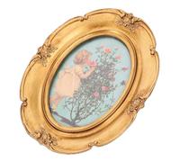 OUNONA Marco de Fotos Oval Vintage de Resina Estilo Europeo Marco para Cuadros Decoración Retro para Pared y Sobremesa Diseño Resistente y Elegante para Dormitorio y Oficina