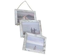 OUNONA Marcos de Fotos Colgantes de Madera MDF Collage Rústico Gris Blanco 7 Pulgadas con Cuerda para Decoración de Pared en Sala Dormitorio y Cocina