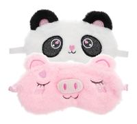 OUNONA Máscara para Dormir Peluche Animales Adorables 2 Piezas Rosa Cerdito y Panda Corazón Cubierta Ocular a Prueba de Luz Banda Elástica Transpirable Viaje Descanso