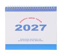 OUNONA Mini calendario de escritorio 2027, planificador mensual y diario portátil para la oficina, agenda pequeña de pie para el trabajo, organizador Fresh Day azul