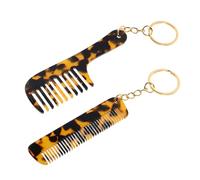 OUNONA Mini Peine de Acetato con Llavero 2 Piezas, Tamaño Compacto, Estampado Leopardo, Peine Portátil para Mujer y Hombre, Accesorio de Viaje para Bolso y Retoques Rápidos