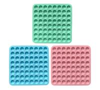 OUNONA Molde de Silicona para Caramelos y Chocolates, 3 Piezas con 64 Cavidades Semiesféricas Pequeñas, Ideal para Gomitas, Chocolates, Trufas, Gelatina, Bolas de Hielo y Masa para Galletas