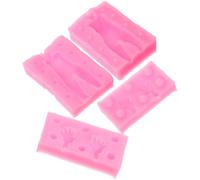 OUNONA Moldes de Silicona para Hacer Chocolate y Fondant 4 Piezas Mini Cuerpo y Mano Color Rosa, Moldes para Hornear Dulces y Decoración de Halloween, Utensilios para Repostería Creativa
