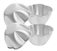 OUNONA Moldes para Hornear Mini Tartaletas de Aluminio 4 Piezas, Moldes para Flan y Pudín Forma de Flor, Antiadherentes para Repostería en Cocina Doméstica y Fiestas