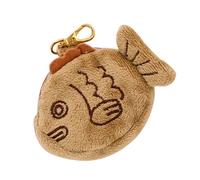 OUNONA Monedero Cartera Portátil de Felpa Forma de Pez Japonés Pequeño para Monedas y Objetos Pequeños, Diseño Khaki, Adecuado para Compras y Playa